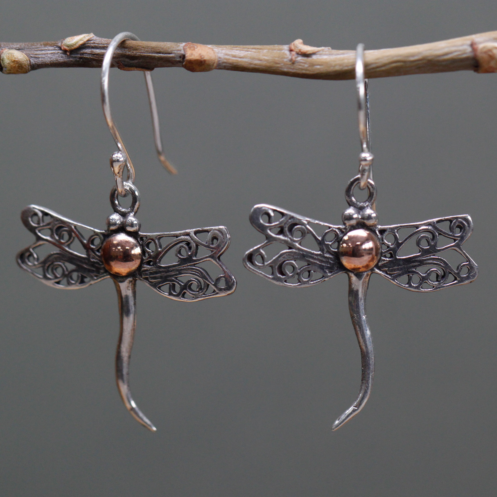 Silver & Gold Earring - Dragonflies - Image 2