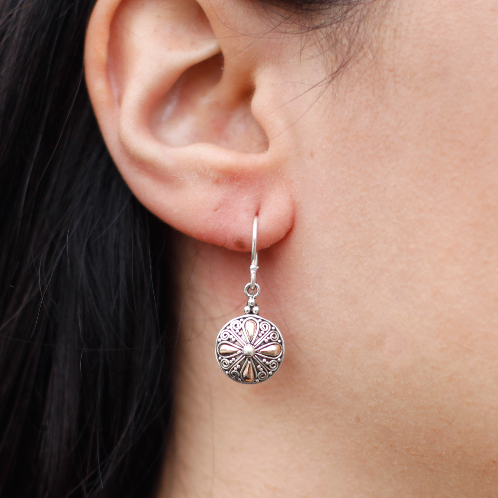 Silver & Gold Earring - Classic Round - Image 3