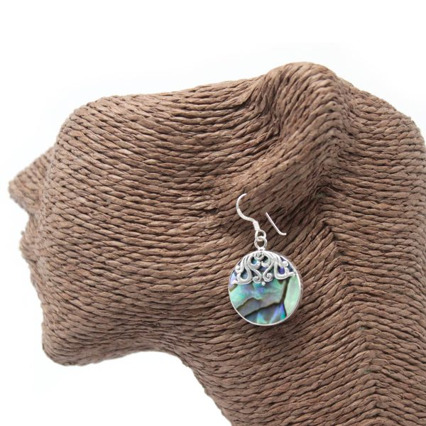 Shell & Silver Earrings - Classic Disc - Abalone - Image 2