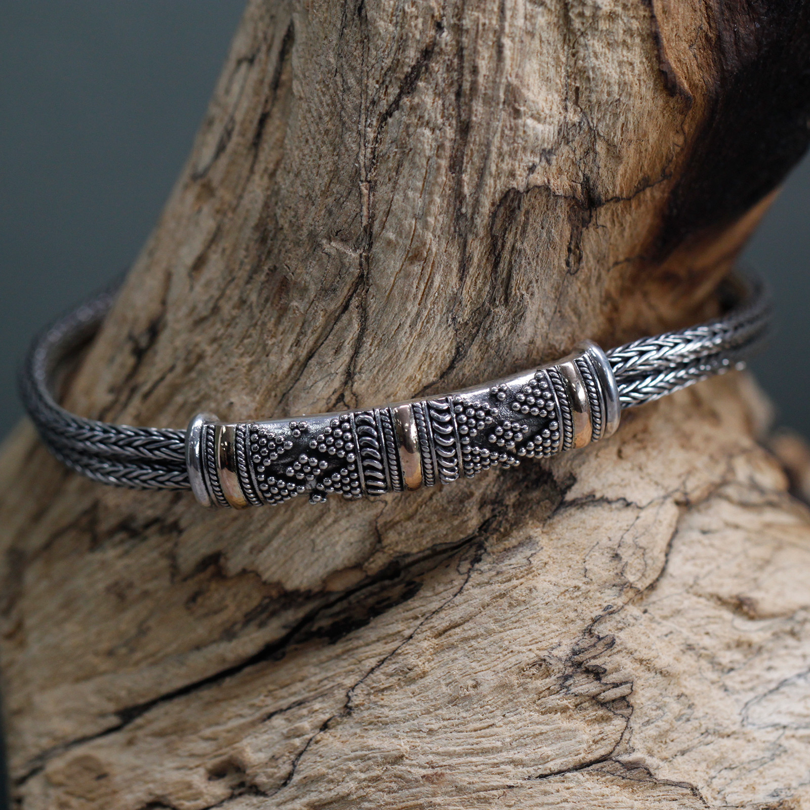 Silver & Gold Bracelet - Unisex Single Chain - Image 2