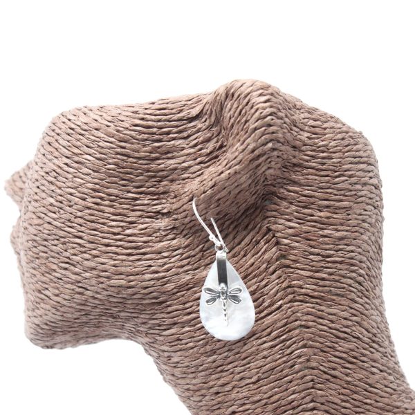 Shell & Silver Earrings - Dragonflies - MOP - Image 2