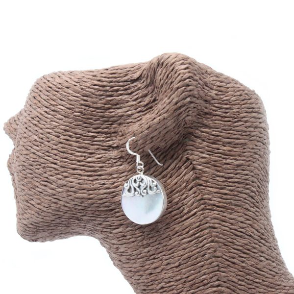 Shell & Silver Earrings - Classic Disc - MOP - Image 2
