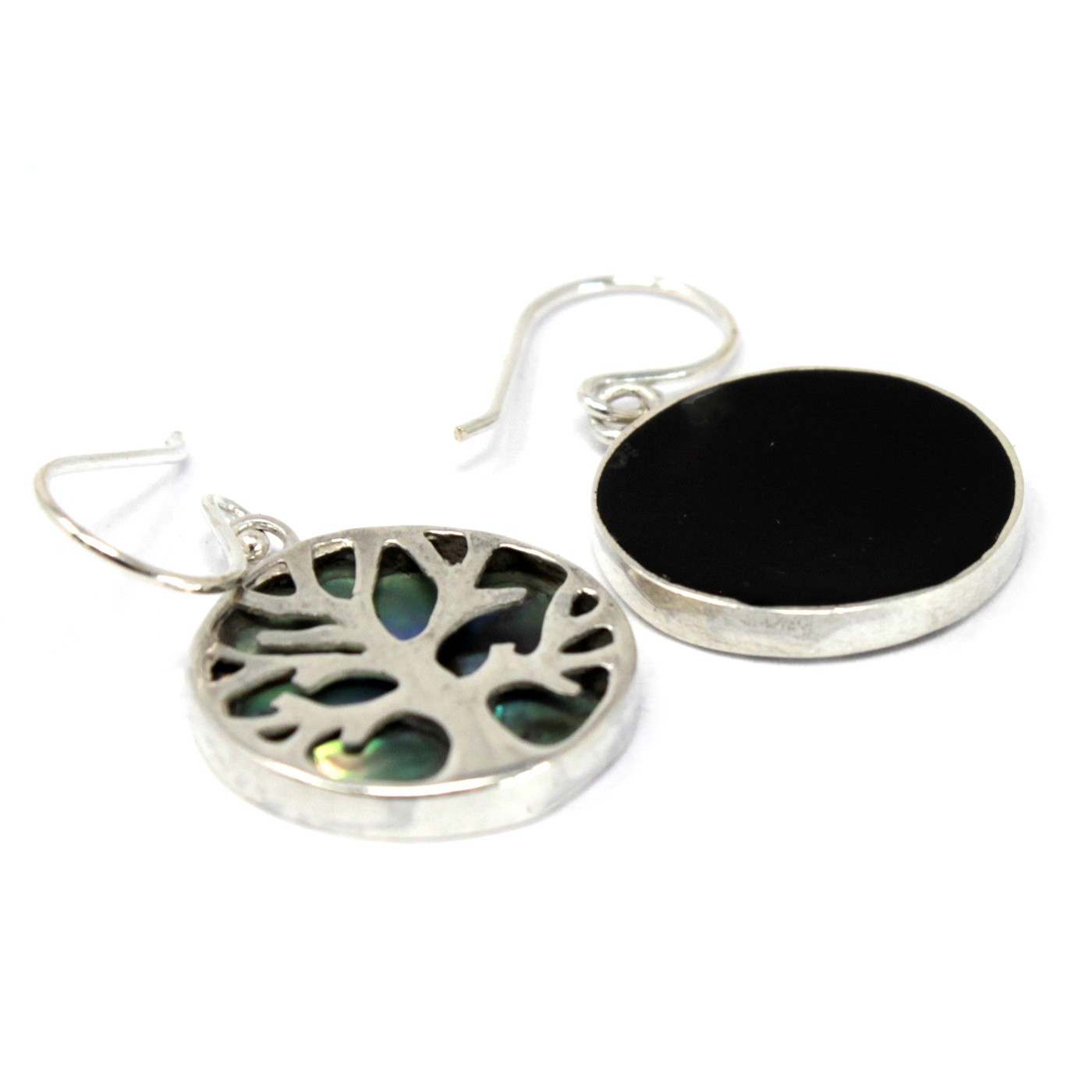 Tree of Life Silver Earrings 15mm - Abalone - Image 3