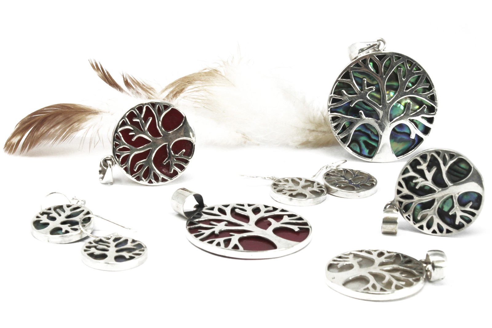 Tree of Life Silver Earrings 15mm - Abalone - Image 5