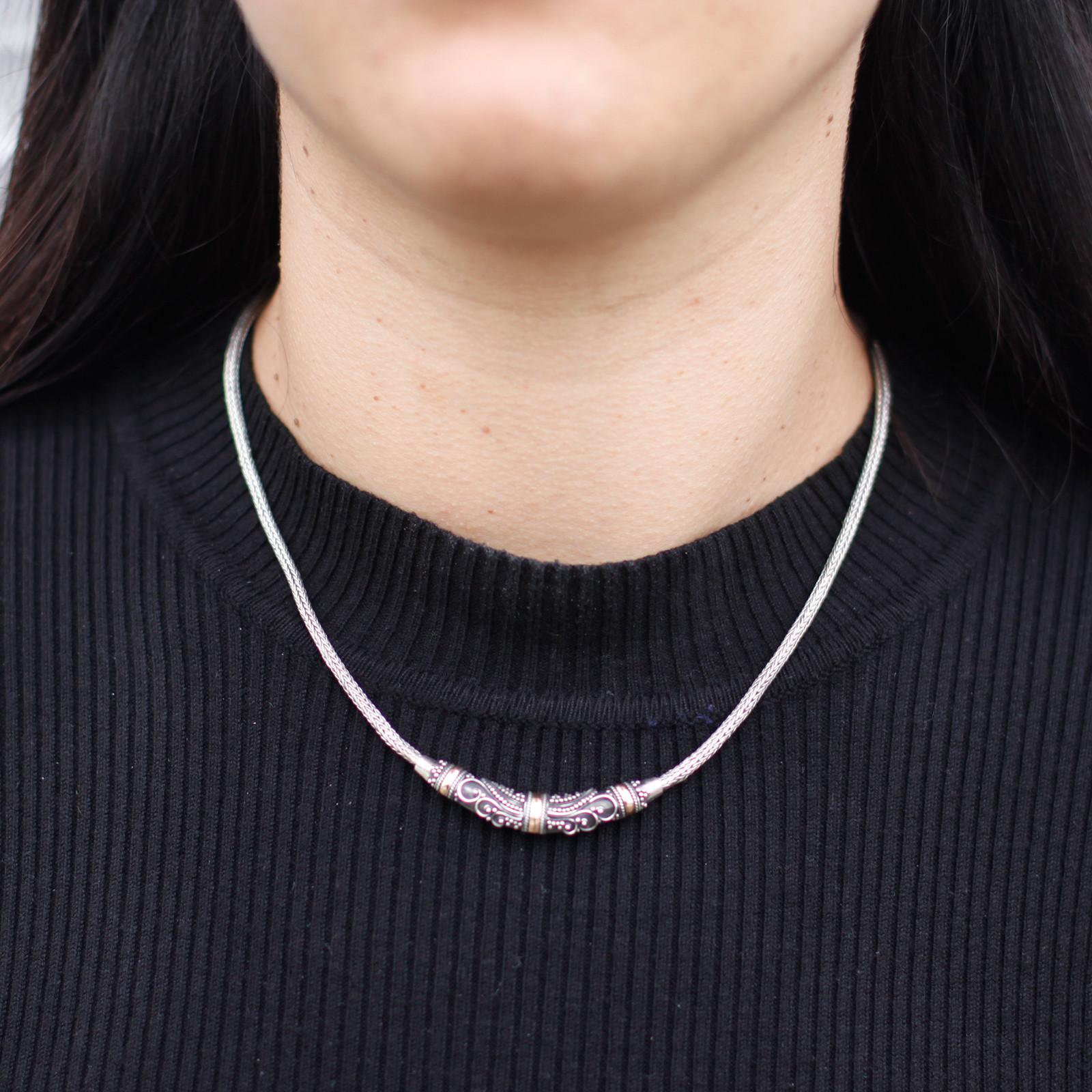 Silver & Gold Necklace - Tribal - Image 4